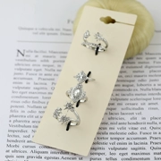 1 thẻ 5 vàng trắng sáng bóng zircon rhinestone nhẫn nữ kim cương đầy đủ kim loại hoa rỗng nhẫn trang sức Hàn Quốc 12