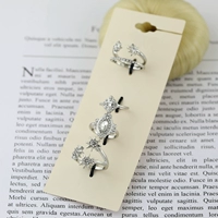 1 thẻ 5 vàng trắng sáng bóng zircon rhinestone nhẫn nữ kim cương đầy đủ kim loại hoa rỗng nhẫn trang sức Hàn Quốc 12 nhẫn kim cương nam