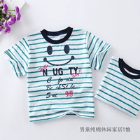 Dải màu smiley ~ boy bông giản dị t-shirt nhà lỏng ngắn tay scorpion jersey phần mỏng nửa tay áo ao thun coc tay be trai