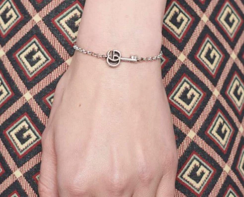 Gucci, ретро серебряный браслет, подвеска для ключей для влюбленных, серебро 925 пробы