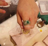 Gucci, ретро кольцо изумруд, серебро 925 пробы, с драгоценным камнем