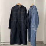 Джинсовая юбка, платье, осенний лонгслив, приталенный корсет, длинная рубашка, средней длины