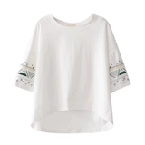 Летняя японская свежая футболка, сезон 2021, с вышивкой, оверсайз, ассиметричный крой