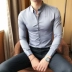Mùa thu 2018 trưởng thành nam thanh lịch cao cấp giản dị kinh doanh thêu Anh cộng với áo sơ mi nhung nam mỏng tay dài áo sơ mi công sở Áo