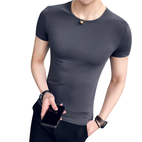 Базовая эластичная хлопковая футболка с коротким рукавом, универсальный лонгслив, 12 цветов, в корейском стиле, большой размер