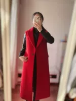 Брендовое шерстяное шерстяное пальто без рукавов, жилет, красная куртка