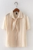 8855 áo mùa hè mới Hàn Quốc phiên bản của đơn ngực ngắn tay màu của phụ nữ hoang dã ve áo tươi hàng đầu áo sơ mi lụa Áo sơ mi