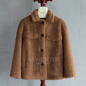 2018 mới nhập khẩu alpaca lông cỏ áo cừu lông cừu cắt áo ve áo hạt len ​​áo bông