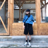 Японская ретро джинсовая юбка, рубашка, 2019, свободный крой