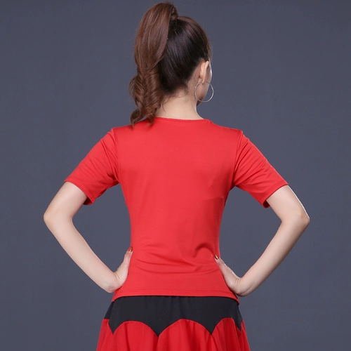 Танцующий костюм, короткий рукав, V-образный вырез, для среднего возраста