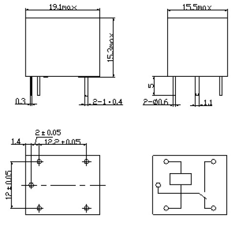 松樂繼電器 pcb relay srd-12vdc-sl-c t73 5腳 常開常閉觸點