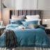 Giường cotton cao cấp bốn mảnh cao cấp bầu không khí đơn giản Châu Âu cotton màu xám chăn mùa hè giường ngủ - Bộ đồ giường bốn mảnh