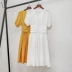 Váy ngắn tay retro một từ váy hè 2019 mới dành cho nữ phiên bản Hàn Quốc của chiếc váy platycodon thiểu số tươi và mỏng - A-Line Váy đầm chữ a cho người mập A-Line Váy