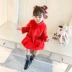 Váy bé gái 2019 phiên bản Hàn Quốc cho bé kiểu váy đỏ Trung Quốc cho bé Trang phục đón năm mới - Váy