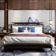 Khách sạn theo phong cách Trung Quốc nội thất khách sạn tiêu chuẩn giường ngủ Căn hộ đầy đủ đầu giường đơn giản hiện đại tùy chỉnh 657764 - Nội thất khách sạn