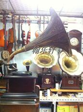 Виниловый проигрыватель 【实体+网店】黑胶老唱机 老式手摇留声机仿古留声机大喇叭留声机