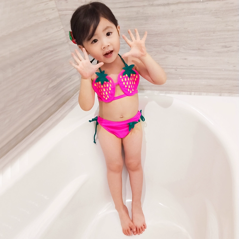 2018 trẻ em mới của đồ bơi chia cô gái bé sọc tua bikini hai mảnh triều Hàn Quốc