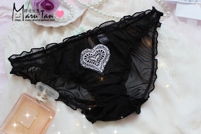 胖次狂魔少女爱心蕾丝网纱内裤女女士超薄性感无痕透明三角裤少女-淘宝网