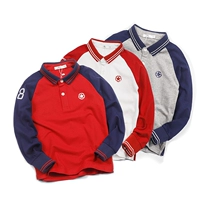 Осенняя футболка polo для мальчиков, хлопковая форма, детский красный лонгслив, длинный рукав, детская одежда, подходит для подростков
