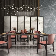 Bàn ghế ăn gỗ nguyên khối mới của Trung Quốc kết hợp ánh sáng hiện đại sang trọng bàn hình chữ nhật nhà hàng biệt thự nội thất Zen tùy chỉnh 286540 - Bộ đồ nội thất