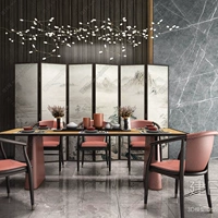 Bàn ghế ăn gỗ nguyên khối mới của Trung Quốc kết hợp ánh sáng hiện đại sang trọng bàn hình chữ nhật nhà hàng biệt thự nội thất Zen tùy chỉnh 286540 - Bộ đồ nội thất bàn ghế gỗ phòng khách