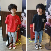 Quần áo trẻ em Kevin 2019 xuân hè phong cách mới bé trai và bé gái Phiên bản Hàn Quốc đơn giản áo sơ mi tay ngắn tay áo phông trẻ em - Áo thun áo ba lỗ bé gái 