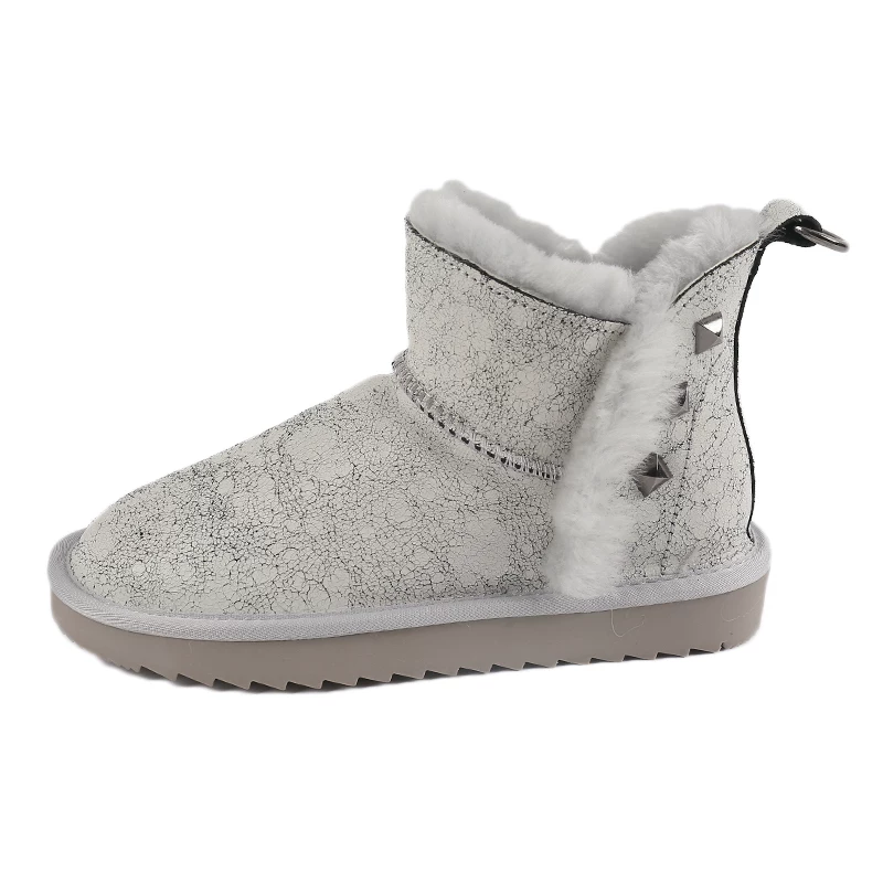Ременные снегоступы женские sheepskin шерсть интегрированный короткий чехол трещиноватая кожа водонепроницаемые водостойкие тёплые зимние холодостойкие короткие ботинки снег хлопок обувь