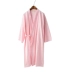 Áo ngủ cotton nightdress nữ mùa xuân và mùa hè mùa hè cotton đồ ngủ Nhật Bản solid color kimono áo choàng tắm quần áo hấp dịch vụ nhà