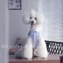 Summer Breguet Teddy Cat Dog Pet Trang phục cho thú cưng 乖乖 Peter Pan Cổ áo Áo sơ mi sọc xanh - Quần áo & phụ kiện thú cưng