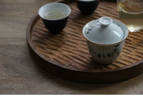 [Полнолуние] Мьянма Тик -поднос для чая с сушкой пенообразовательной платформой с твердым древесиной, ручная работа ручной работы медленных работников оригинал