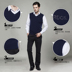 Len vest nam mùa thu và mùa đông V-Cổ trung niên trùm đầu kinh doanh cha nạp cashmere vest vest áo len áo len Dệt kim Vest