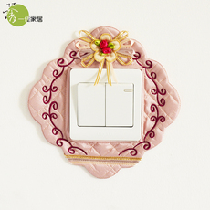 Декор для выключателя 手工布艺开关套 简约创意开关贴罩 立体壁火插座防尘套（缎带花）