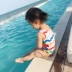 Chen Chen Ma bé quần áo trẻ em cô gái mùa hè trẻ em áo tắm màu sóng sọc 1-2-3 tuổi bé một mảnh áo tắm đồ bơi xuân thu Đồ bơi trẻ em