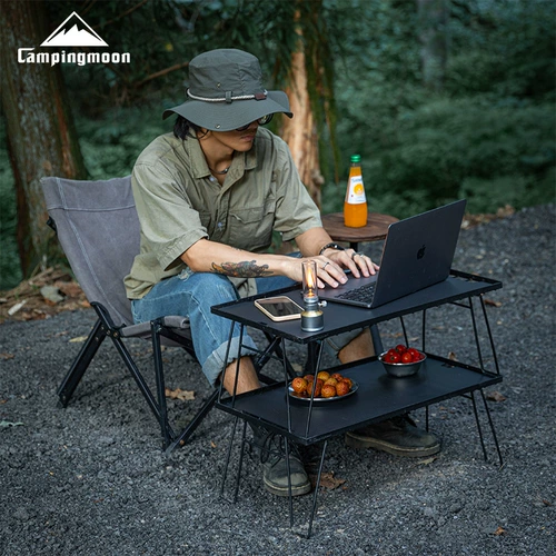 Corman Outdoor Camping Barbecue Stitching Iron Network Self -Driving Tour Складное складное стол набор черного кемпинга оборудование