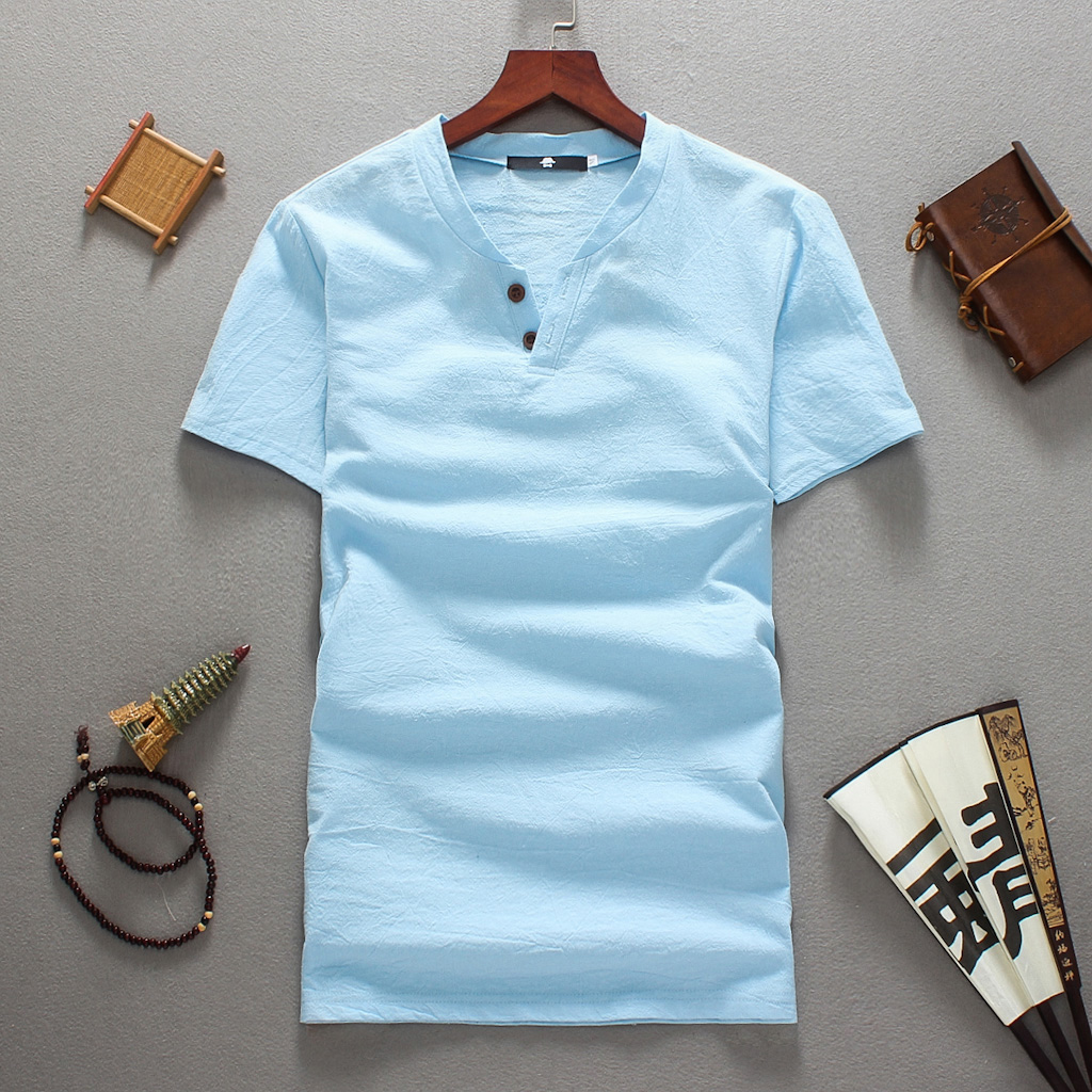 2019夏季新款男士T恤 条纹褶皱插肩袖设计圆领套头短袖 厂家直供-阿里巴巴