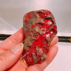 Ювелирный камень 老坑天然昌化鸡血石 豆青地溪坑原石 110克 鸡血毛料原石