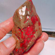 Ювелирный камень 中国四大名石 昌化田黄鸡血石原石 蛇皮冻掘性籽料139克 原石收藏