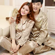 Vài bộ đồ ngủ lụa nam giới và phụ nữ Hàn Quốc dài tay mùa xuân và mùa thu mùa hè băng mỏng lụa cưới dịch vụ nhà phù hợp với