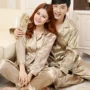 Vài bộ đồ ngủ lụa nam giới và phụ nữ Hàn Quốc dài tay mùa xuân và mùa thu mùa hè băng mỏng lụa cưới dịch vụ nhà phù hợp với bộ đồ thể thao nam