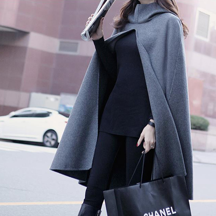Của phụ nữ áo len thời trang trùm đầu chiếc áo choàng cloak bat-phong cách khăn choàng Hàn Quốc mùa xuân và mùa thu len quần áo