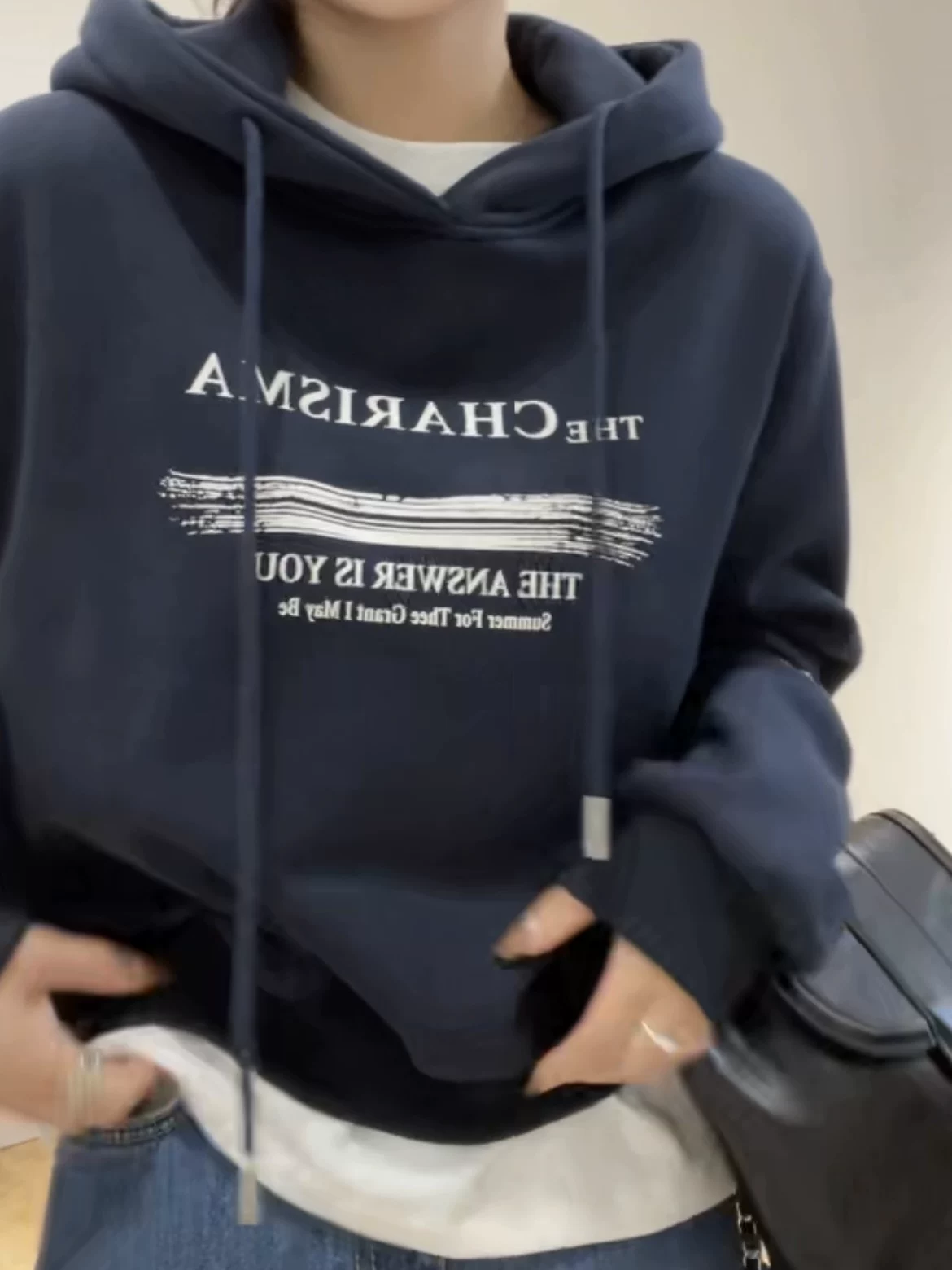 КЕраль T101101 Южная Корея покупки американских ретро букв принт осень и зима худи плюс бархатные свитеры