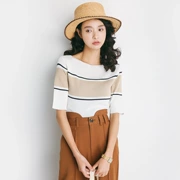 Áo thun lông tay ngắn mùa hè EAL2019 dành cho nữ mới phiên bản Hàn Quốc với phần mỏng trên đầu nhấn nhá màu áo len M207