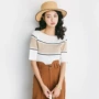 Áo thun lông tay ngắn mùa hè EAL2019 dành cho nữ mới phiên bản Hàn Quốc với phần mỏng trên đầu nhấn nhá màu áo len M207 áo len nữ