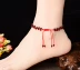Tự nhiên garnet dây đỏ vòng chân nữ xã hội retro vòng chân vòng chân Hàn Quốc phiên bản đơn giản của sinh viên hoang dã Sen gợi cảm các mẫu lắc chân bạc nữ đẹp Vòng chân