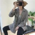 Hàn quốc chic houndstooth nhỏ phù hợp với đầu mùa thu mới OL British retro loose đơn ngực kẻ sọc áo khoác nữ shop quần áo nữ gần đây Business Suit