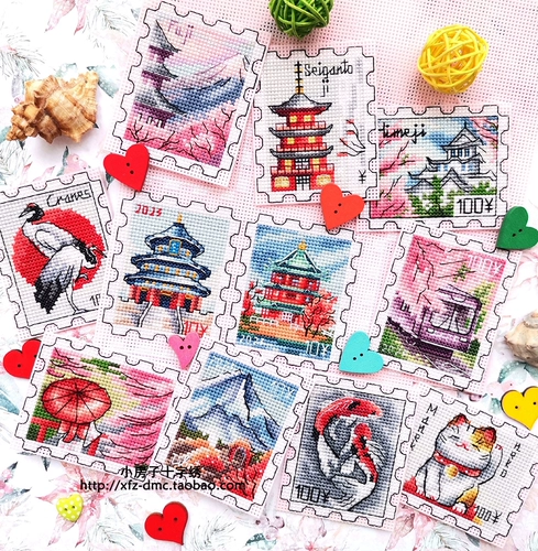 Cross -Stitch French Line Line China Presery Stamp Holderator Sticker Simple Gift Great Wall Summer Palace Zi Forbidden City