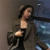 Zhang Jingyi 2018 mùa đông phiên bản mới của Hàn Quốc với áo khoác len kẻ sọc dài tay nữ rộng rãi áo khoác gió Áo khoác dài
