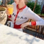 FENDAS đơn giản màu đỏ và trắng kết hợp với cườm cong áo len dài tay nữ 2019 áo len mới ngắn - Đan Cardigan áo cardigan nữ mỏng
