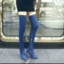Trong khởi động đầu gối mùa thu của phụ nữ cao gót stiletto chỉ dài khởi động phía dây kéo denim ống cao stovepipe stretch boots boot nữ Giày ống