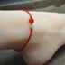 Bạc làm bằng tay năm nay của dây đỏ chuyển dây tốt sterling bạc hoa đồng tâm chuỗi nút bạn gái tặng trang sức - Vòng chân